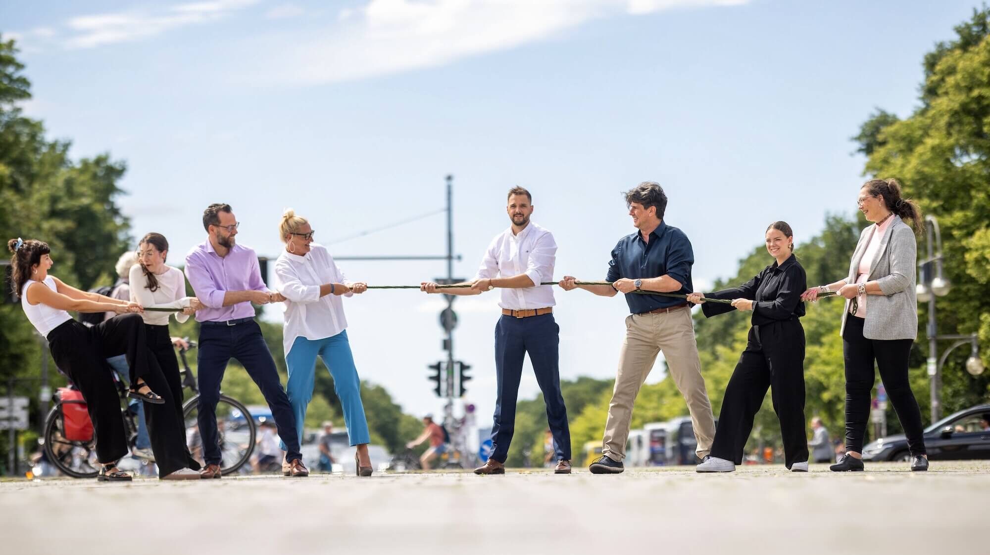 Team zieht an einem Strang