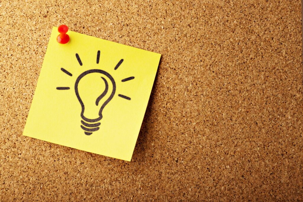 Post it mit Leuchtbirne